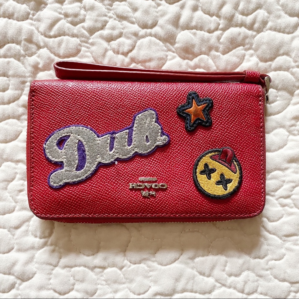 Coach varsity patches dub phone wallet